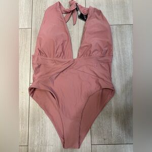 Zaful Pink Halter One-Piece Swimsuit